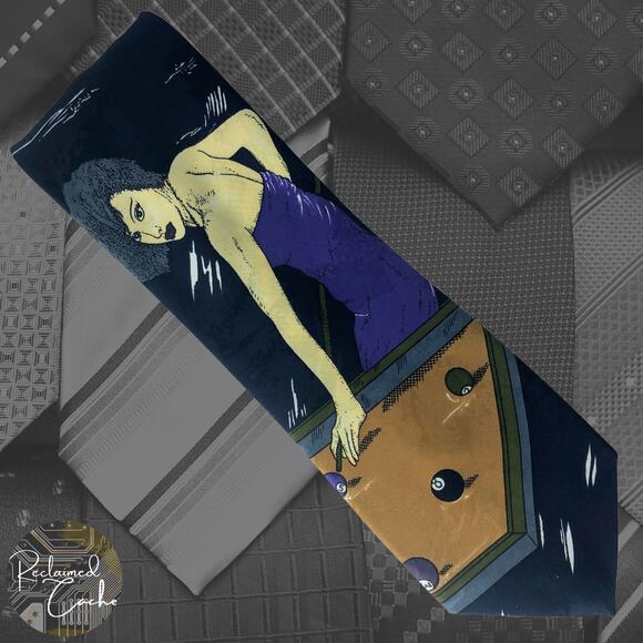 Woman Playing Billiards Tie - Picture 1 of 5